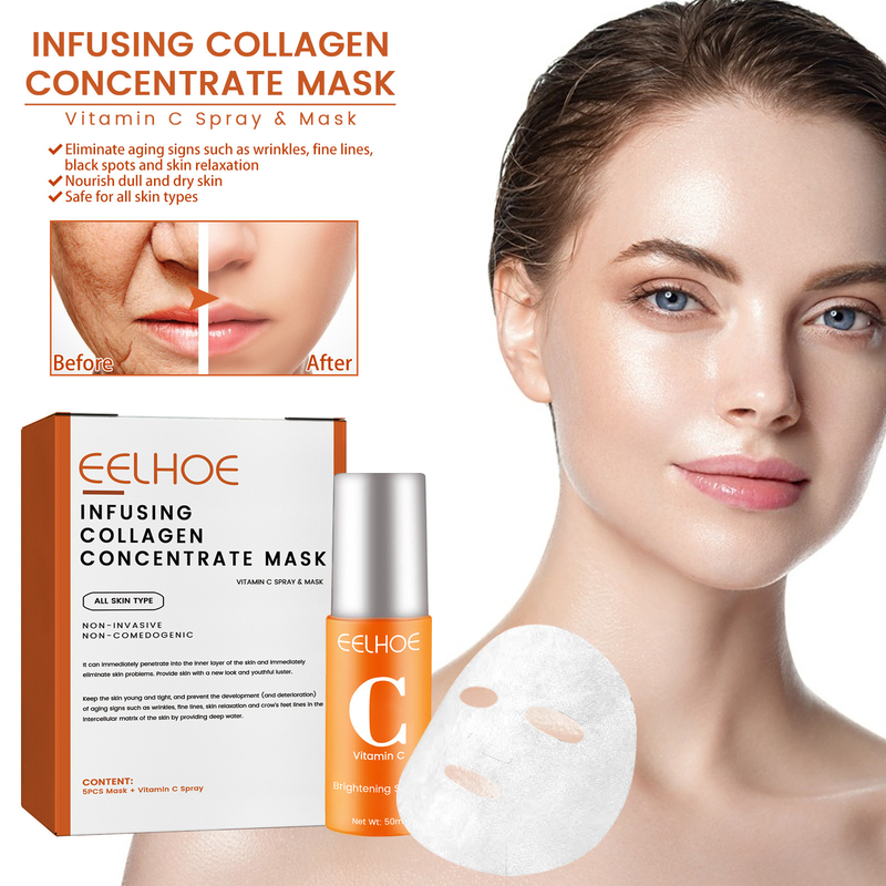 EELHOE Collagen Anti-spray til at fjerne mørke, lysne op, fastgøre huden, anti-aging og fugtgivende ansigtsmaske_voghion.com