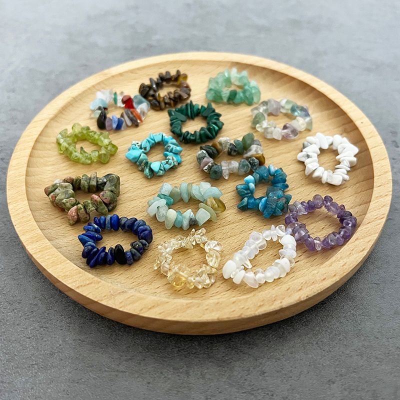 Heiße Verkäufe Armband aus natürlichem Edelstein im Boho-Stil, elastischer Modeschmuck für Frauen, bunter verstellbarer Kristallring, Hochzeitsfeier_voghion.com