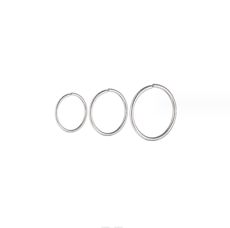 S999 STERLING SILVER SEMPLICE 1,2 MM DI SPESSORE CERCHIO TONDO SENZA FINE 8/10/12 MM 2 PZ PE16_voghion.com
