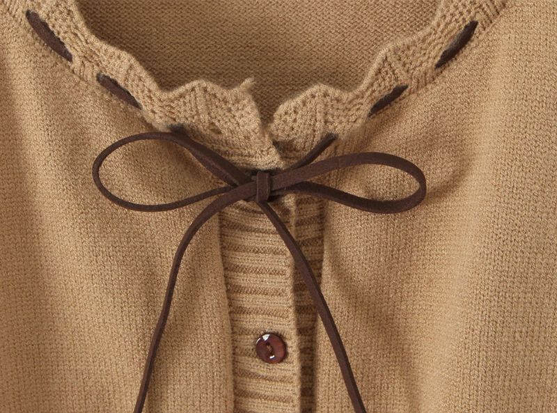 25 nuovi completi da donna primavera e autunno, stile Spicy Girl, con cardigan lavorato a maglia con lacci e volant + pantaloni svasati elasticizzati_voghion.com