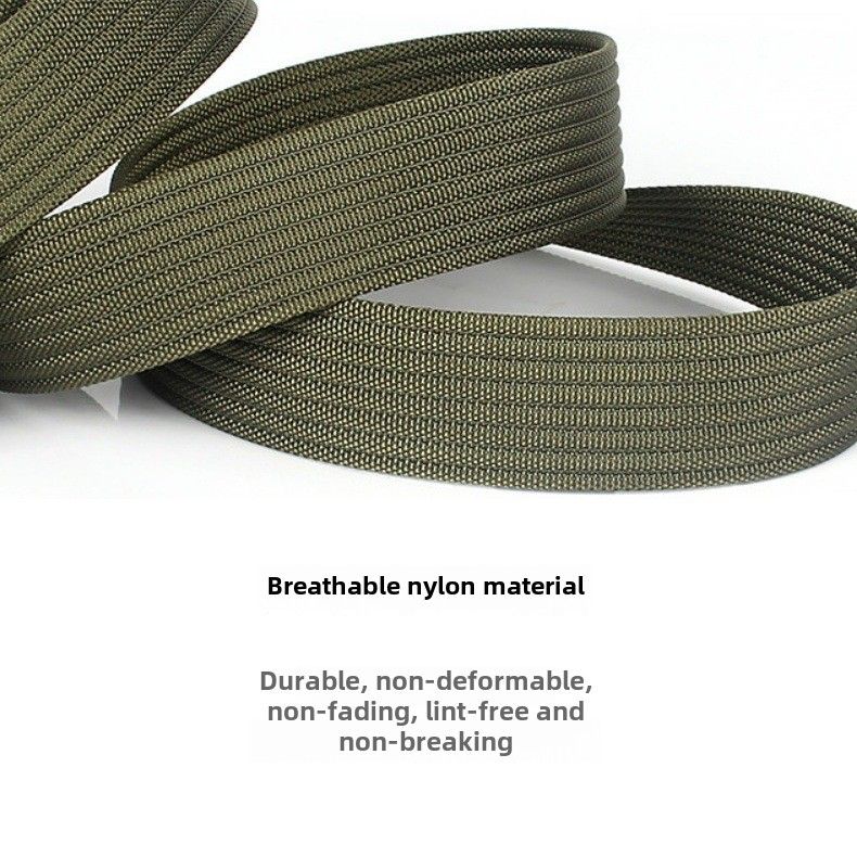 Cross-border smooth alloy buckle canvas nylon belt men's outdoor training leisure woven tactical belt wholesale_voghion.com