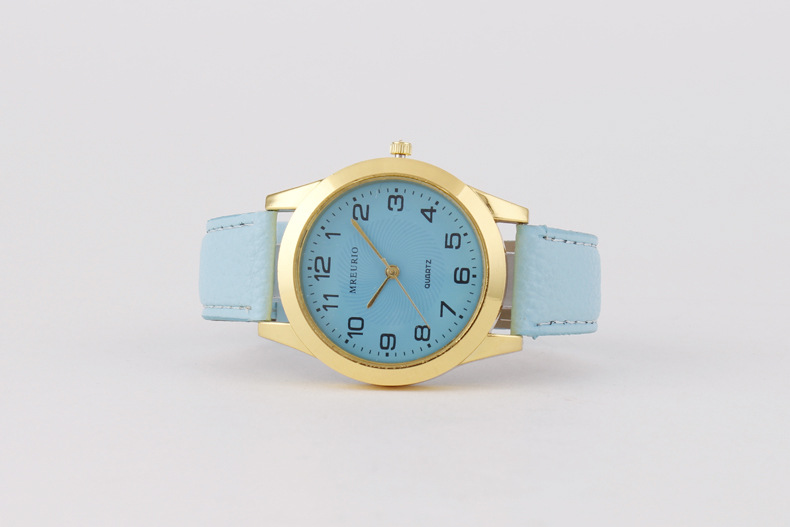 Digital color women's fashionable leather strap, quartz watch, large dial_voghion.com