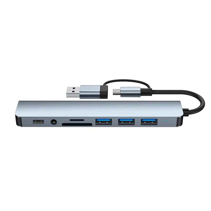 8-IN-2 3.0 HUB Dock Station 5Gbps High Speed Transmission Splitter Type C σε USB OTG Adapter For book Pro_voghion.com