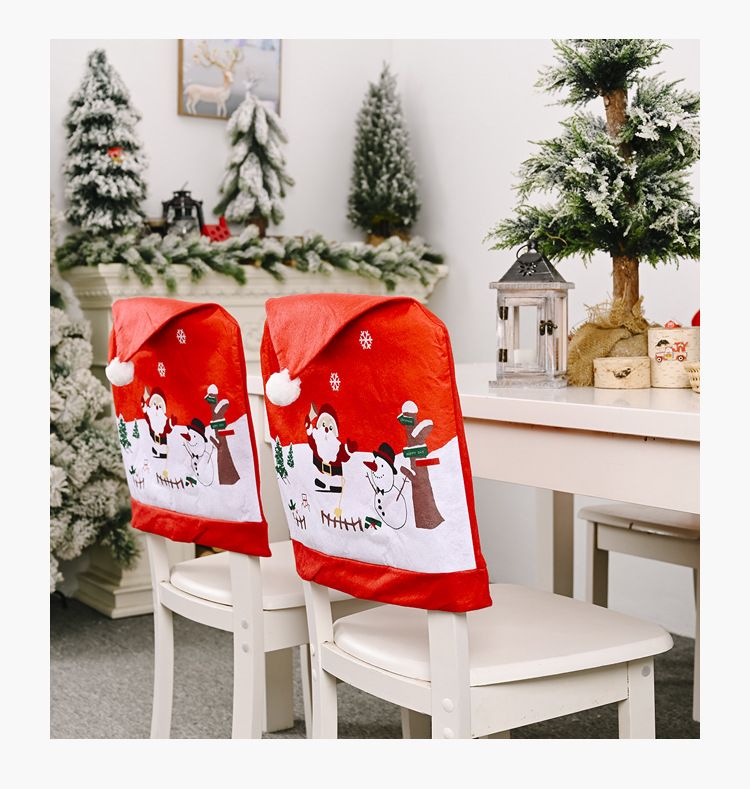 Decorazione natalizia Haube Coprisedia creativo in tessuto non tessuto con pupazzo di neve per anziani Coprisedia stampato rosso Coprisgabello_voghion.com