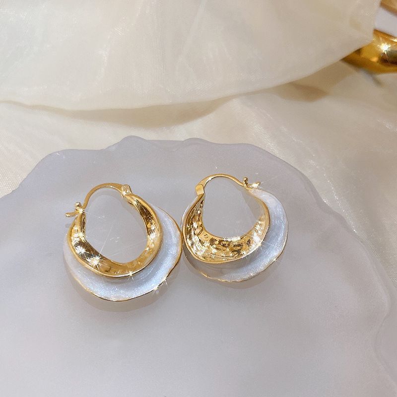 Orecchini a bottone in argento placcato oro vero, con perle di fata, eleganti e alla moda, leggeri e di lusso, di alta qualità._voghion.com
