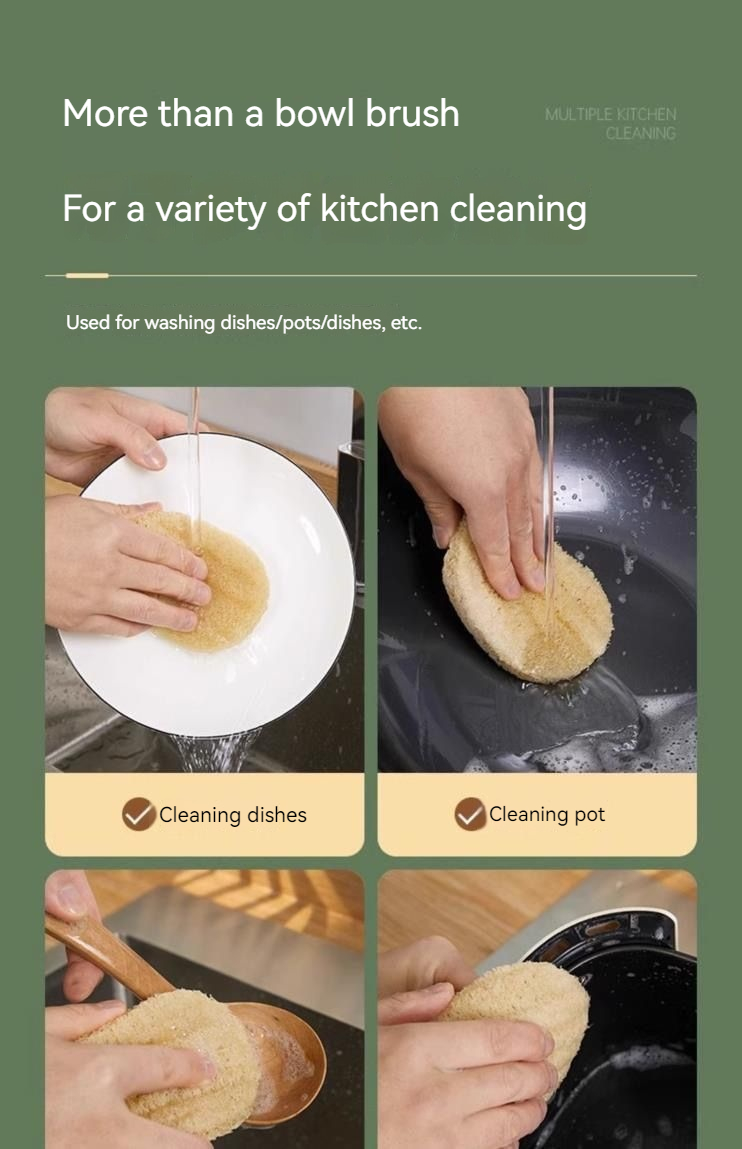 Pentole naturali, salviette, spazzole per pulizia in spugna senza olio per uso domestico, piatti compressi, piatti per lavare in peluche Luffa_voghion.com