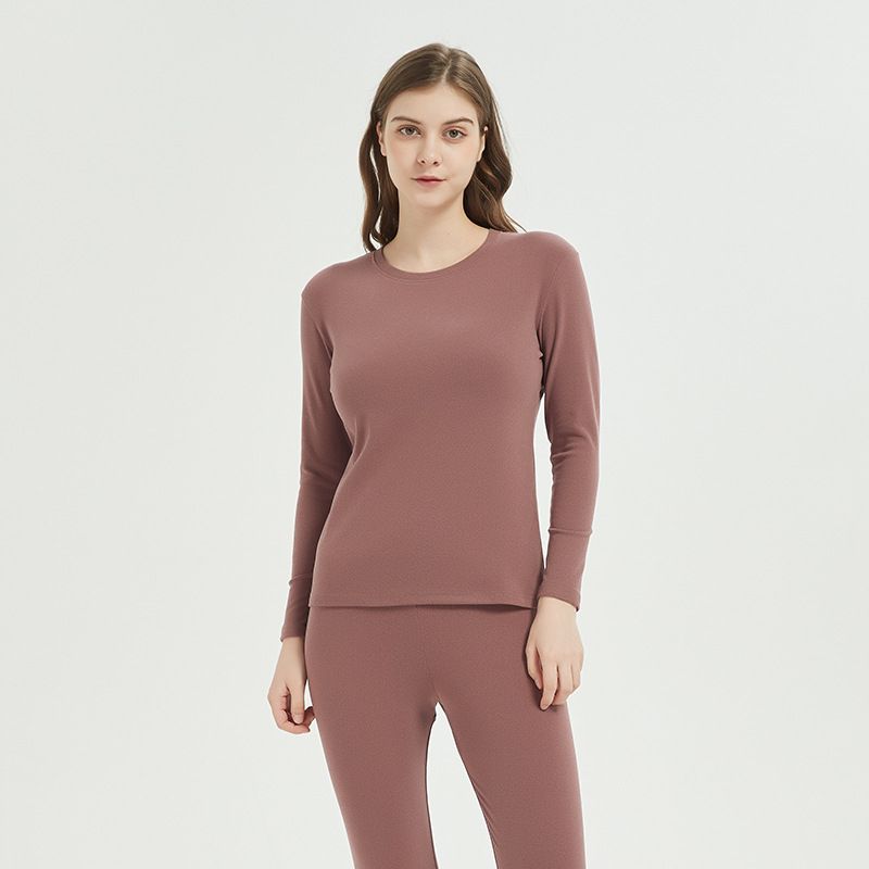 Women's Intimates Unisex Thermal Underwear Set - Double Brushed Fleece Round Neck Base Layer, Stretchy & Anti-Pilling_voghion.com