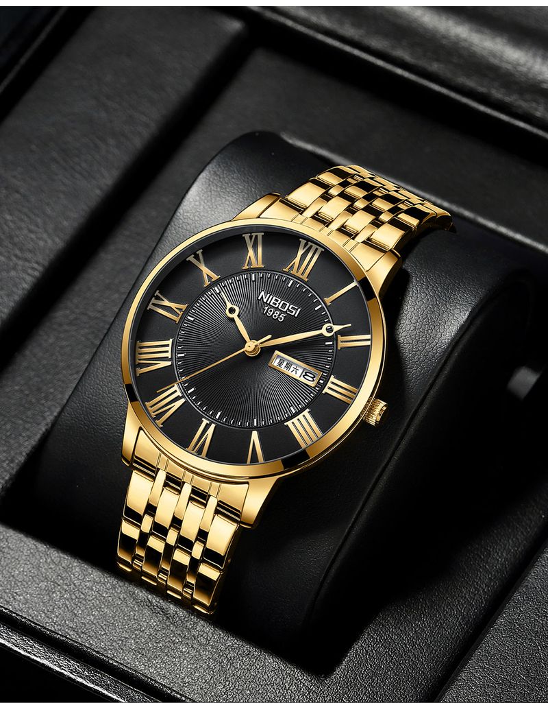 NIBOSI Fashion Simple Men Watch Slim Steel Week Date Waterproof Gold Watch For Men Quartz Business Watch Orologio Relogio Masculino_voghion.com
