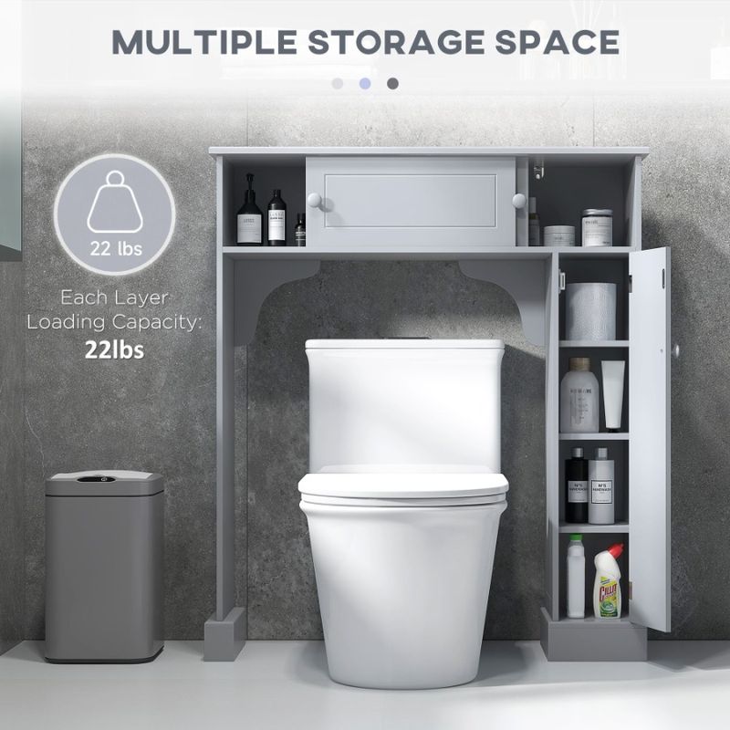 Adjustable W Toilet Cabinet Toilet Rack Storage The Kleankin Shelves Over_voghion.com