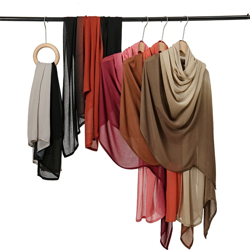 Sciarpe da donna, stile retrò letterario, colore sfumato, a tesa larga, sciarpa lunga in rayon, leggera protezione solare, scialle, telo da spiaggia, foulard_voghion.com