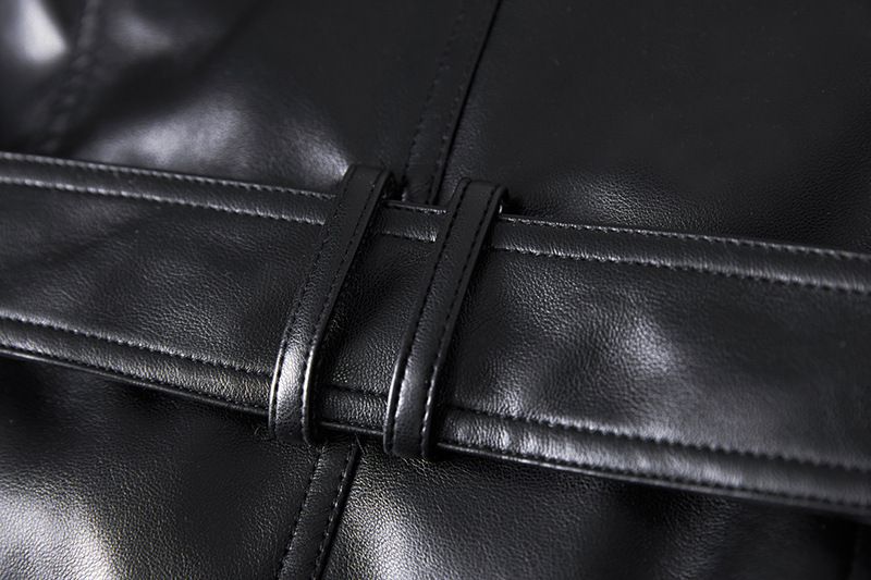 Damenbekleidung Herbst und Winter Show Style Superschweres PU-Leder Atmosphärische Windjacke Schnürung Taille Overknee Mantel Trend Internet Celebrity_voghion.com
