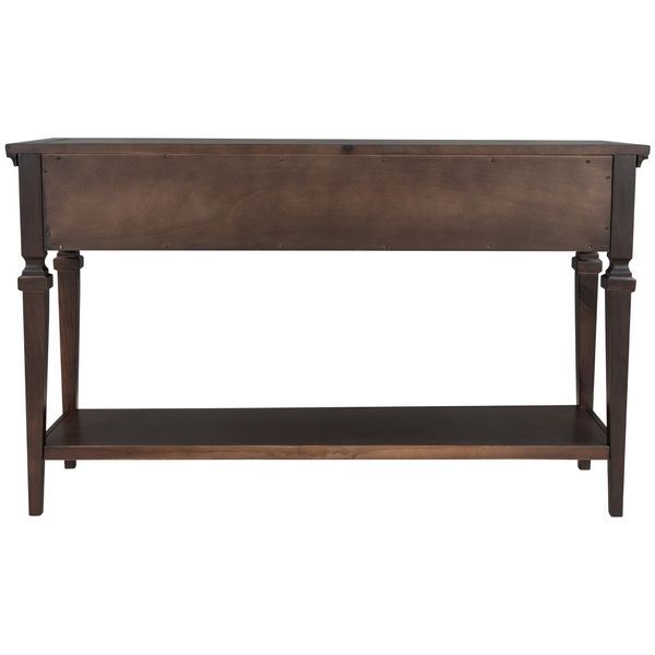 TREXM Classic Retro Style Console Table With Three Top Drawers And Open Style Bottom Shelf, Easy Assembly (Espresso)_voghion.com
