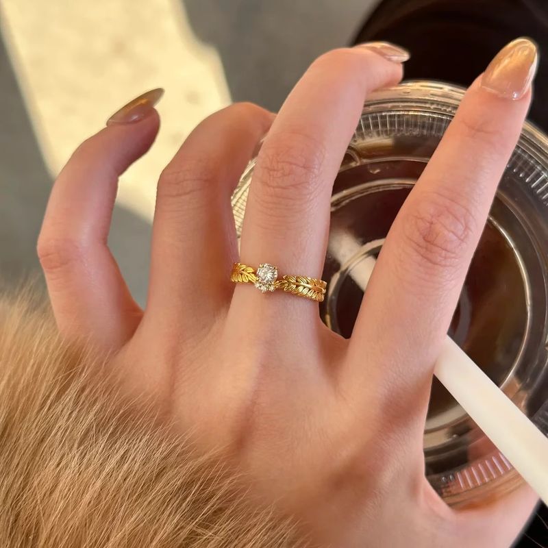 Hollow Wheat Spike Zircon High-End Luxury Design Vintage Index Finger Ring High Aesthetic Versatile_voghion.com