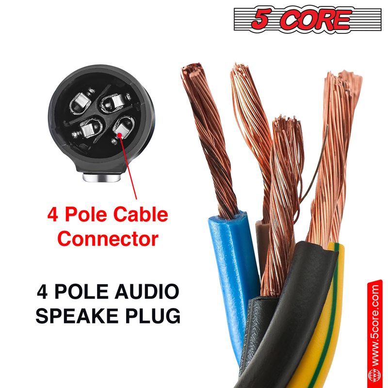 5 Core 4 Pole Speakon Connector 6 Pieces with Twist Lock Audio Jack Male Plug – Loud Speaker to Amplifier Plug - 4 Conductor Speak-On Cable Adapter Re_voghion.com