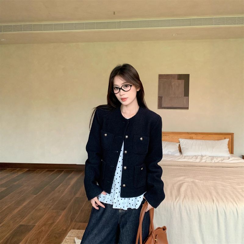 2025 Autumn Winter New Version Korean Style Versatile Loose Elegant Gentle High-end Feel Short Woolen Coat_voghion.com
