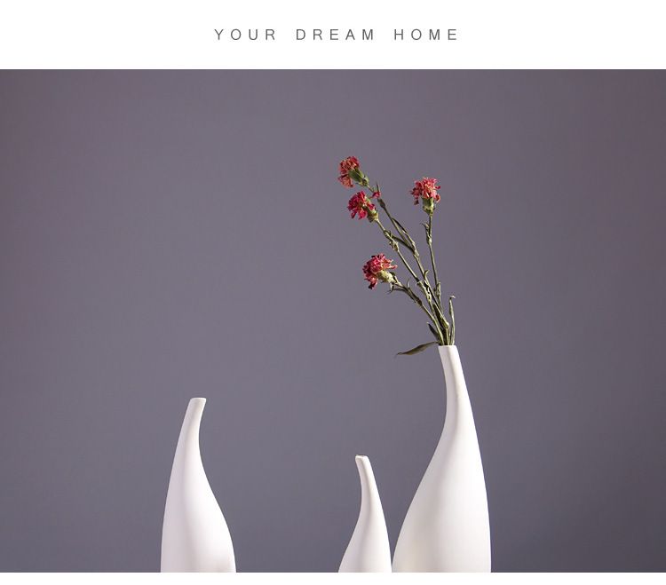 Nordic Style Simple Ceramic Vase Ornament White Plain Burnt Dry Flower Insert Home Decoration Display_voghion.com
