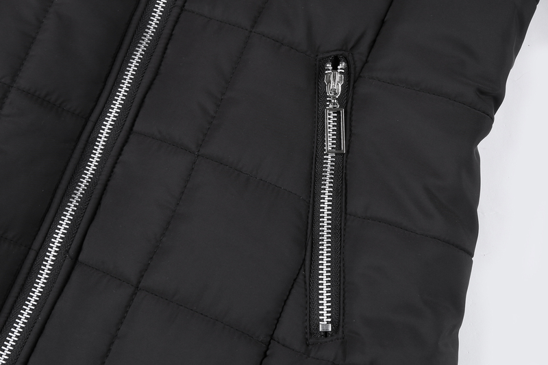 Women's slim-fit hooded warm woolen padded jacket with long black padded jacket_voghion.com