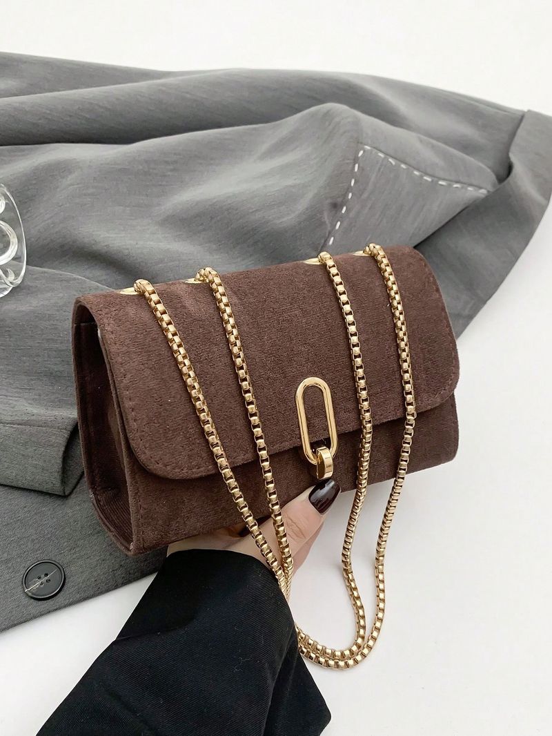 A Retro Fashion Leopard Print Mini Square Bag With Flap Opening, Metal Double Chain Shoulder Bag, Adjustable To Crossbody Bag, Leopard Print Bag_voghion.com