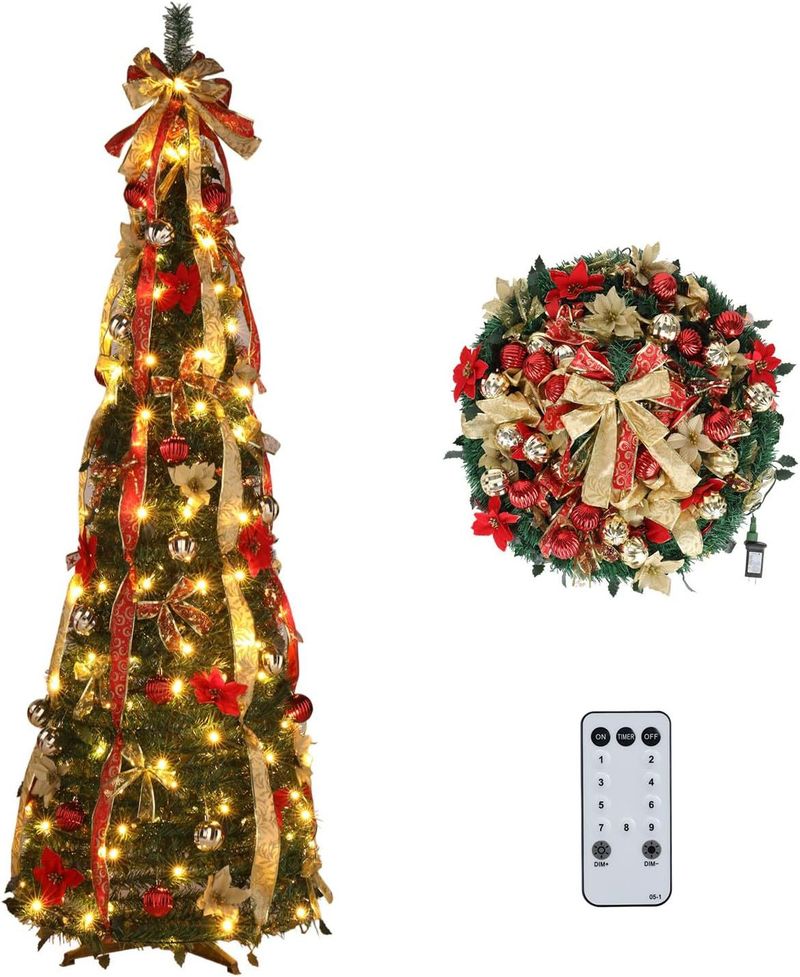 Kerstboom 3ft 10ft opvouwbare kerstboom met lampjes en ornamenten boom kerstversiering_voghion.com