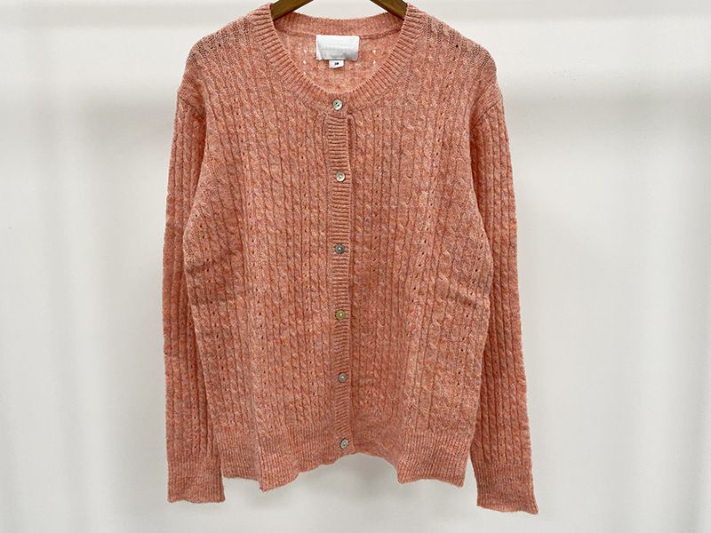 Offerta speciale - Cardigan in mohair francese Rou autunno inverno con bottoni a conchiglia e filato floreale in lana, vestibilità slim_voghion.com