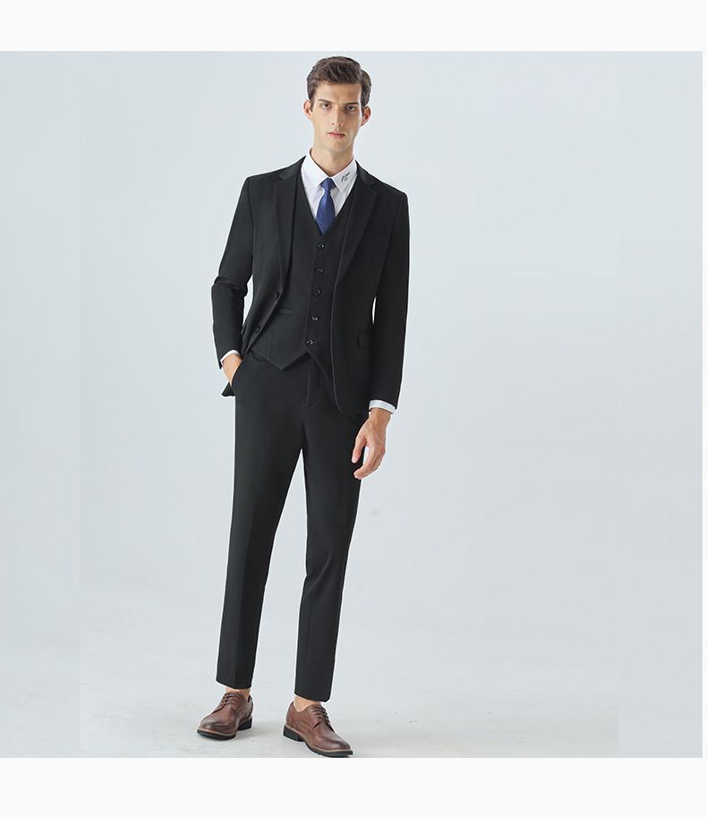 Men's Plus Size 3-Piece Suit Set – Two-Button Notch Lapel Business & Wedding Suit With Vest (Black/Navy/Medium Gray)_voghion.com