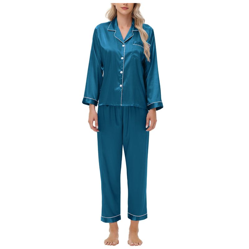 Biancheria intima Pigiami da notte Pigiama di seta Pigiama da donna in raso a maniche lunghe di grandi dimensioni Abbigliamento per la casa_voghion.com