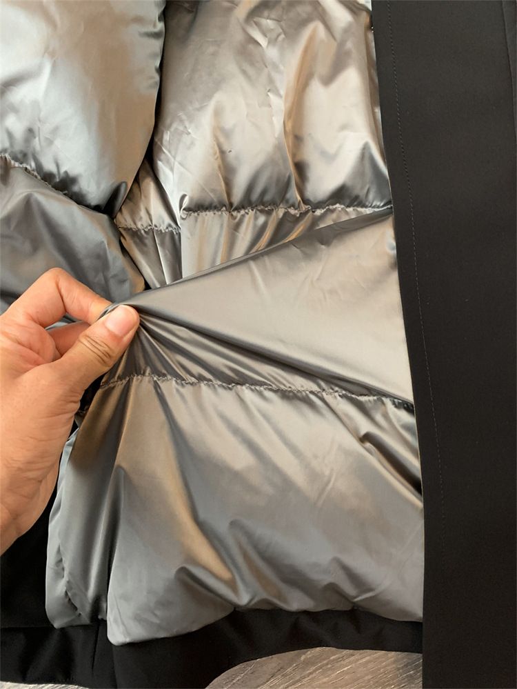 Negozio di abbigliamento maschile 2K+ 90 giacca in seta e cotone con cappuccio in pelliccia di volpe invernale da uomo, calda e spessa, tinta unita, casual_voghion.com