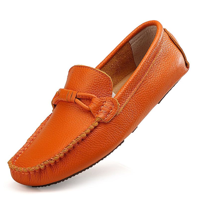 Four Seasons New Layer Lazy Small Feet Men's Casual Soft Top Leather Bean Driving Shoes_voghion.com