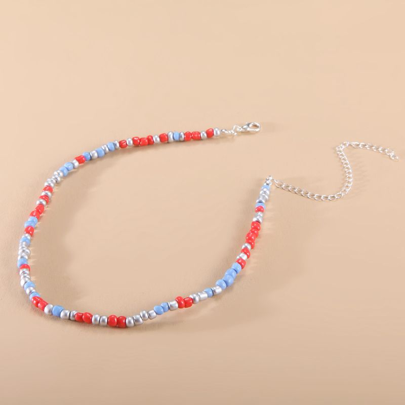 Collier ras du cou simple en perles de rocaille pour femme, breloque colorée faite à la main, style bohème, été_voghion.com