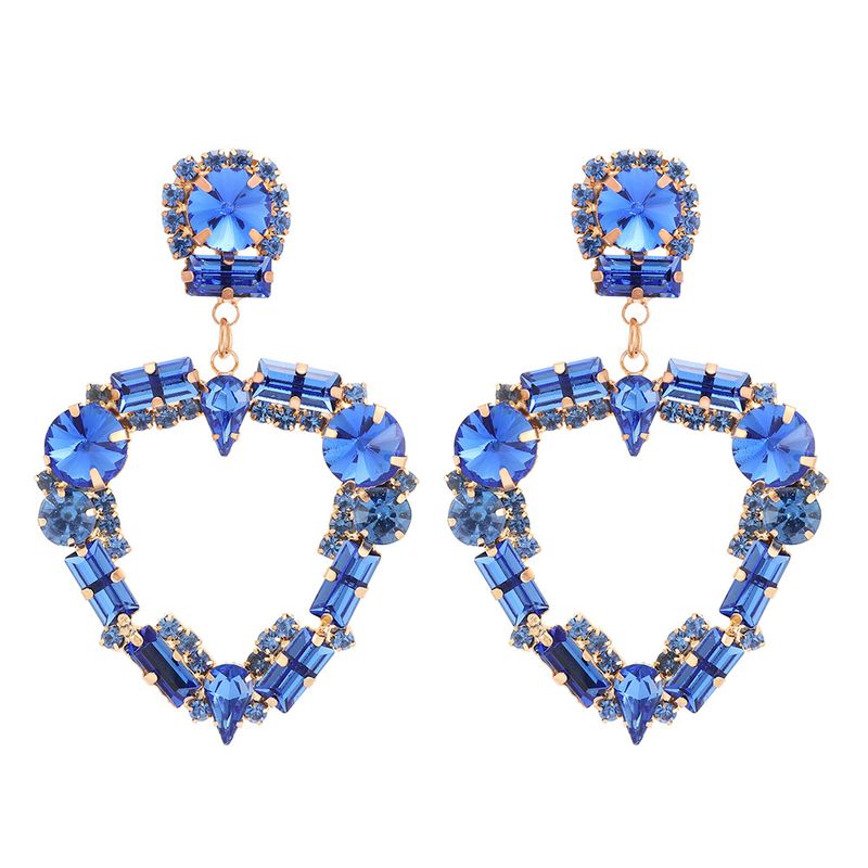 Orecchini a bottone, orecchini pendenti a forma di cuore grande, orecchini in vetro con diamanti lucidi e temperamento_voghion.com