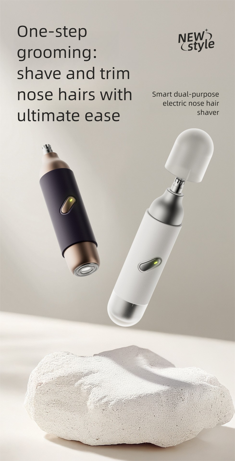 K007 Two-in-One Electric Nose Hair Trimmer Portable Mini Multi-Functional Double-Headed Shaver_voghion.com