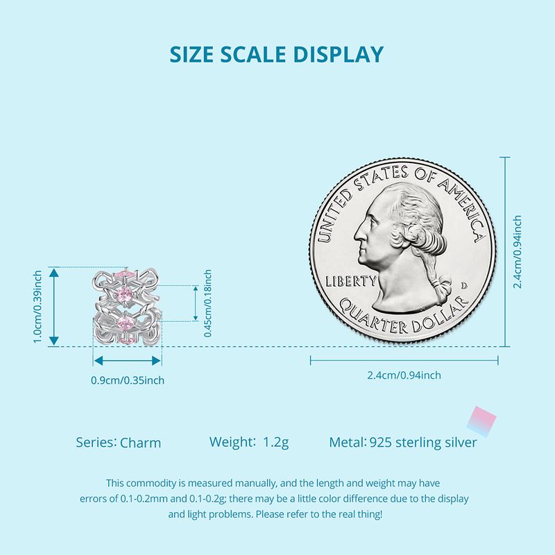 Bow Spacer Beads Charm Sterling Silver Charm ,SCC3085_voghion.com