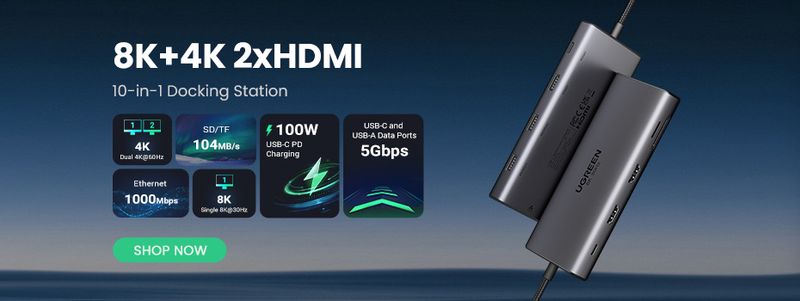 UGREEN 10Gbps C HUB 4K60Hz Type-C To HDMI RJ45 PD100W SD&TF USB Adapter For MacBook IPad Samsung Laptop Accessories Docking_voghion.com