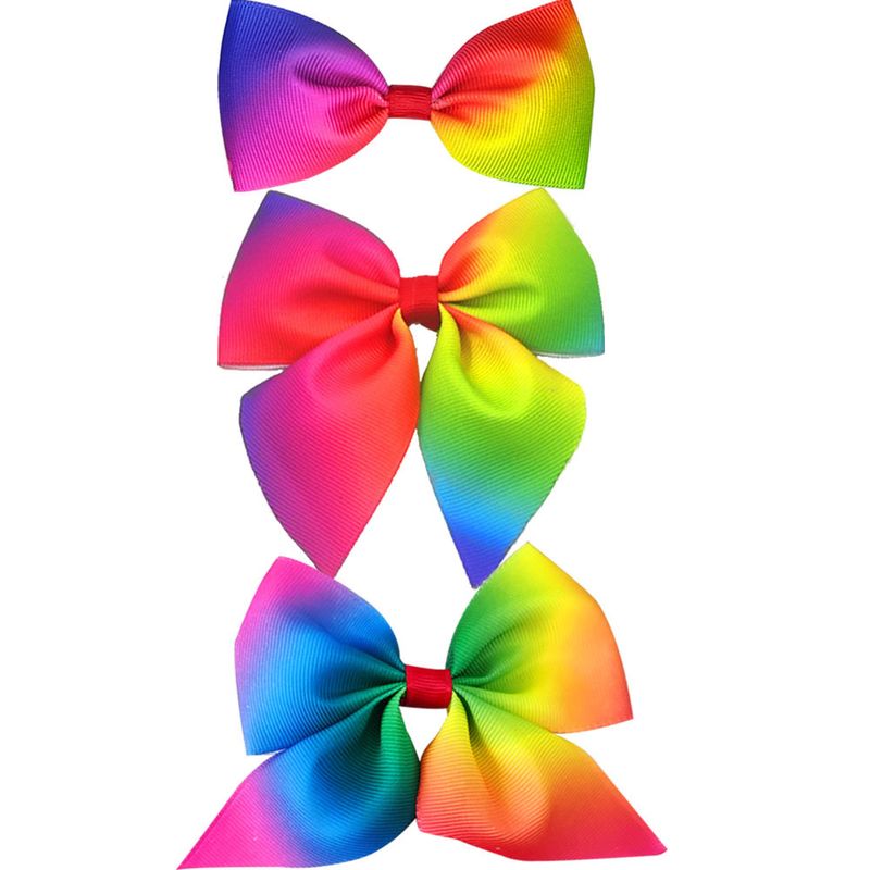 Kinder Kreuz Grenze Gedruckt Regenbogen Schmetterling Haarnadel Heißer Verkauf Gestreifte Fliege Mädchen Haar Zubehör Kopfschmuck Bogen 3 Stück_voghion.com