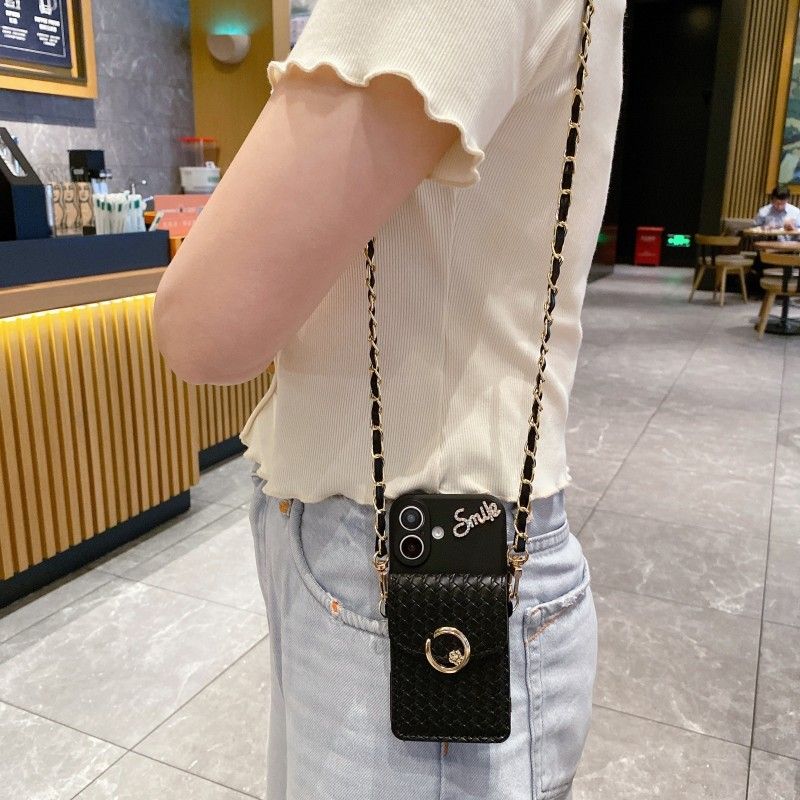 Portemonnee Diamond Case voor Samsung Galaxy A56 A06 A55 A35 A15 A54 S24 FE S25 Ultra A36 A16 Crossbody Strap Lanyard Leren Hoes_voghion.com