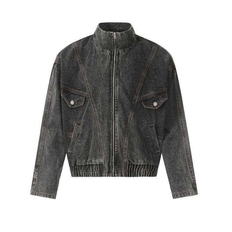 Colletto alto in denim da uomo, marchio alla moda, stile High Street, design personalizzato, cuciture divise, impunture, ciclismo_voghion.com