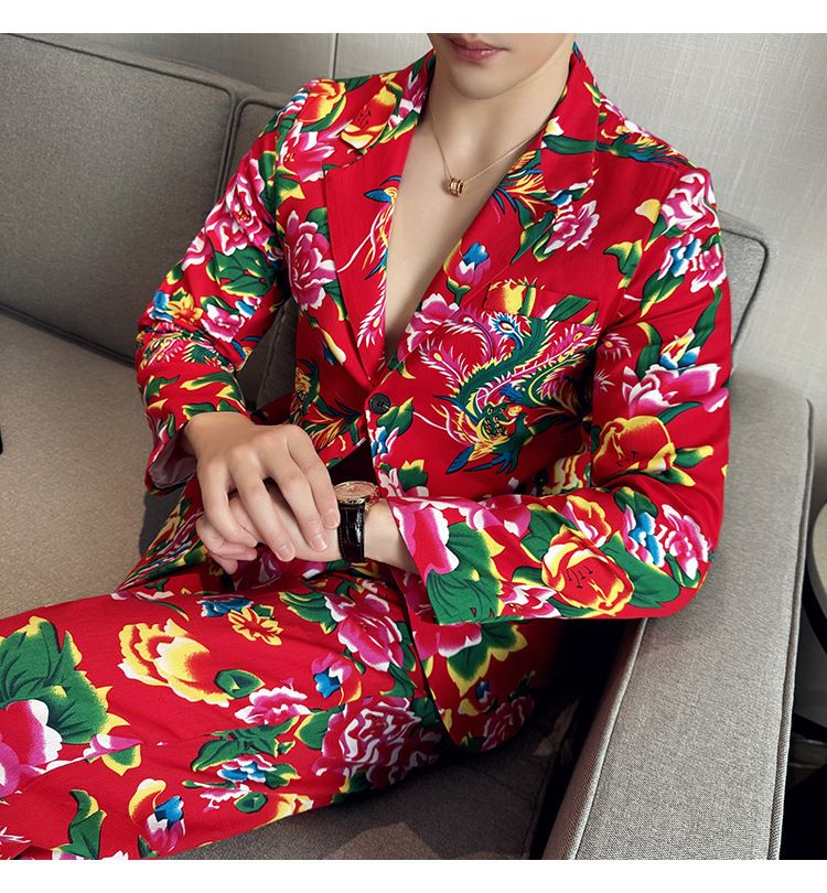 2024 Wiosna Jesień Nowa męska moda i wypoczynek Northeast Big Flower Suit Top Coat_voghion.com