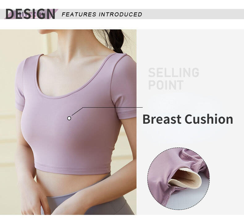 SUPERFLOWER Women's Yoga Short Sleeves Top with Padding Sports Fiess Slim Jogging Running T-shirt with Breast Pads_voghion.com