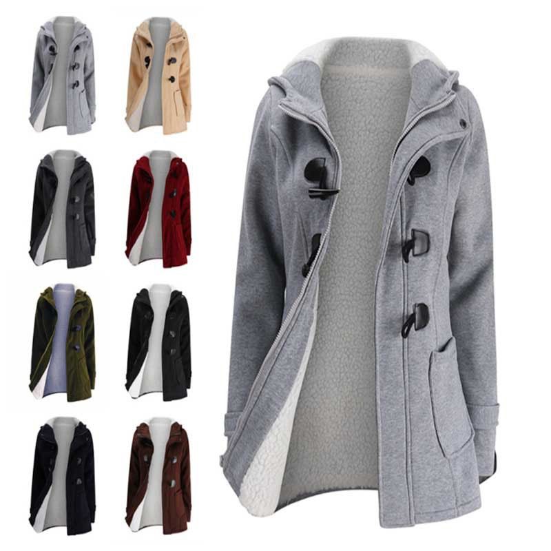 New Hooded Cotton For Women, Autumn And Winter Slim Fit Slimming Horn Leather Button Jacket_voghion.com