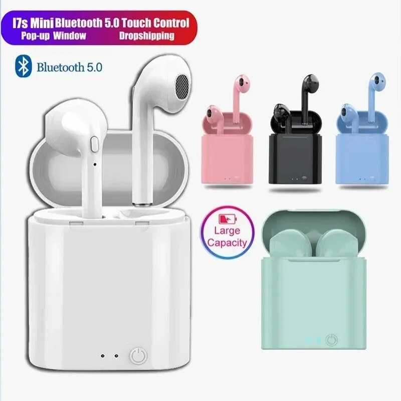 i7s Bluetooth Earphone 5.0 Stereo Earbuds Headset Sports i7 Mini Wireless Headphones For IOS Android All Smart_voghion.com