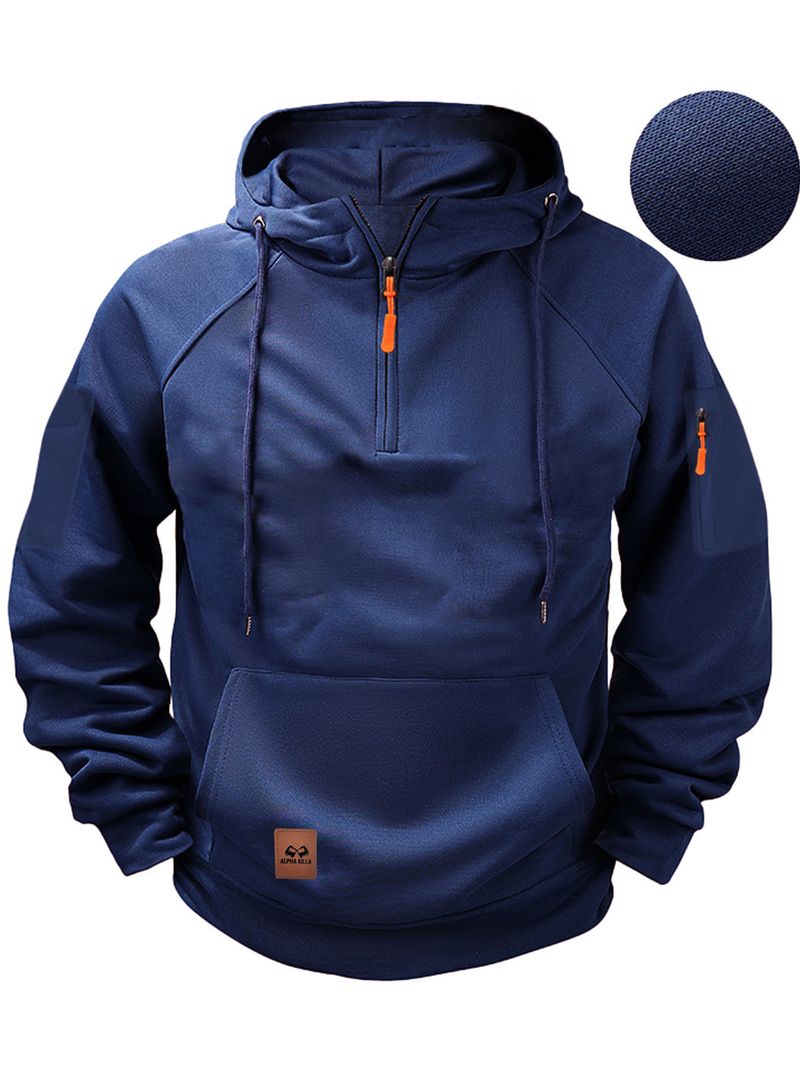 Herrenbekleidung – Kapuzenpullover mit Reißverschluss – Fleecegefüttert, mehrere Taschen, lässiger Pullover (Hellgrau, Dunkelbraun, Burgunderrot, Armeegrün, Weiß, Marineblau)_voghion.com