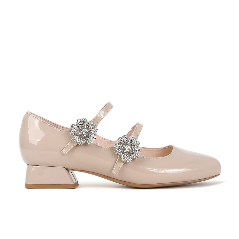 Ak-11 Huidong Yixinda Escaping Princess_Scarpe Mary Jane da donna con punta quadrata, strass, fiore, diamante, tacco grosso, matrimonio_voghion.com