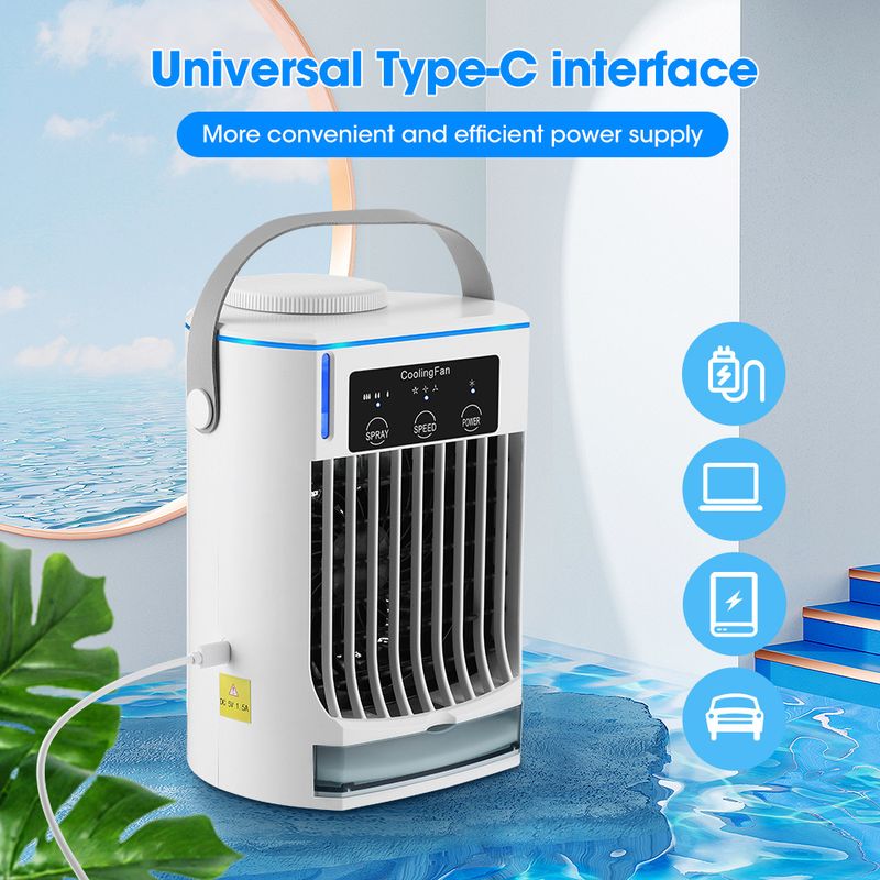 Explosives Desktop Cooler Office Mute Humidification Spray Electric USB Mini Air Conditioner Fan_voghion.com