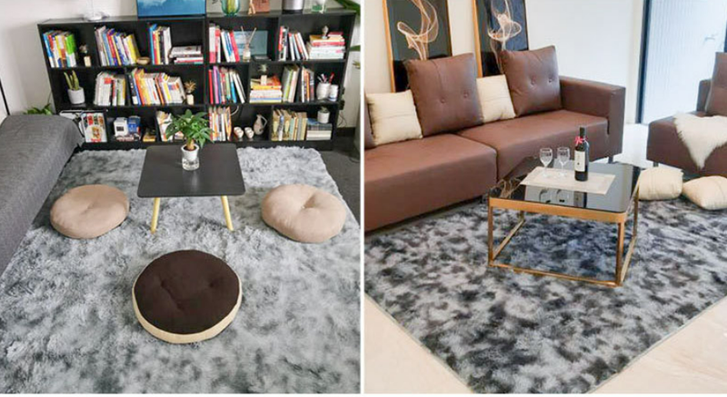 Carpet bedroom covered with Nordic ins, living room, coffee table, bedside girl room, under the bed, plush mesh red carpet floor mat_voghion.com