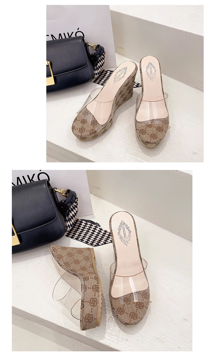 Sommerpantoffeln PVC Transparent Peep Toe Plateau Wedges_voghion.com