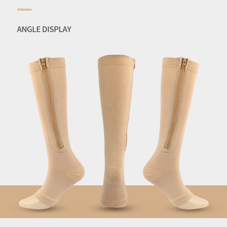 Chaussettes de compression chaussettes de compression de sport chaussettes de compression à fermeture éclair chaussettes élastiques pour jambes_voghion.com