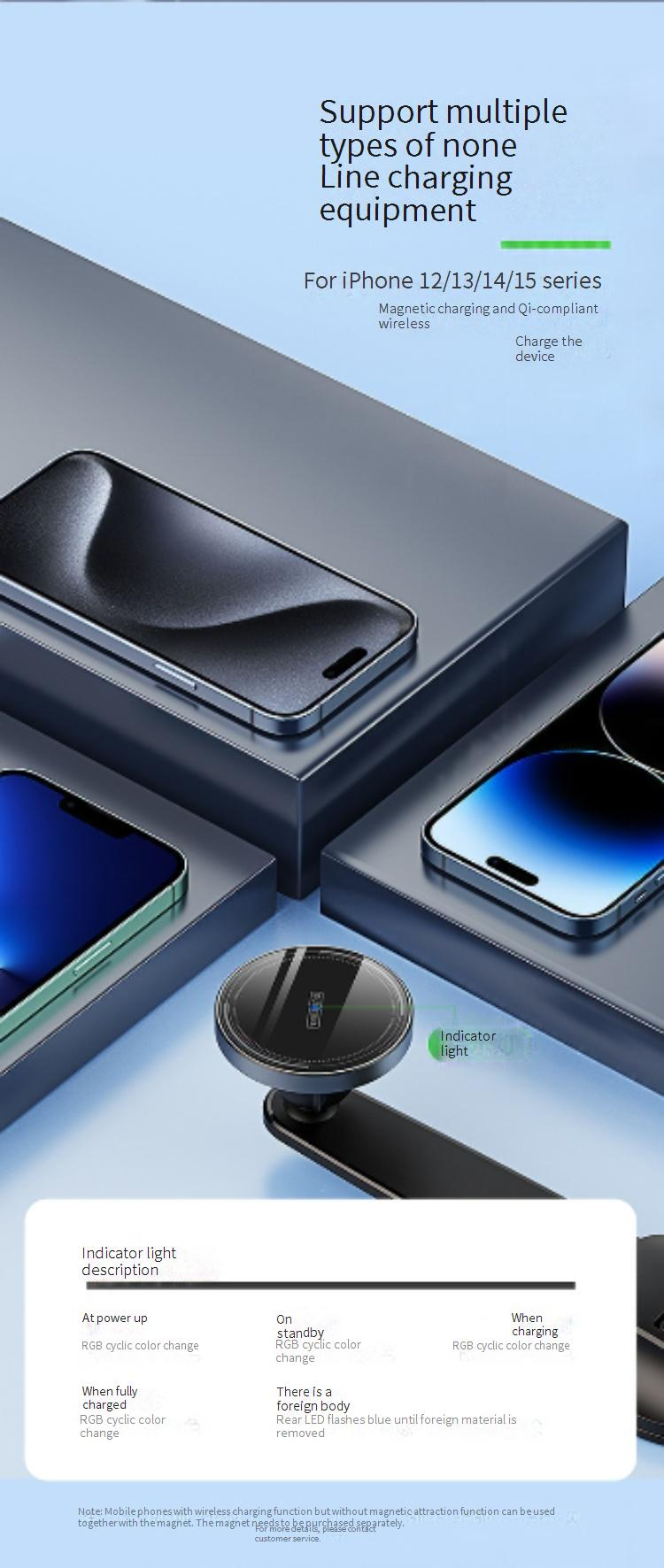 15-W-Kabelloses Autoladegerät – Starkes magnetisches Qi-Schnellladen für iPhone 12/13/14/15 | Universelle Halterung für Armaturenbrett und Lüftungsschlitze_voghion.com