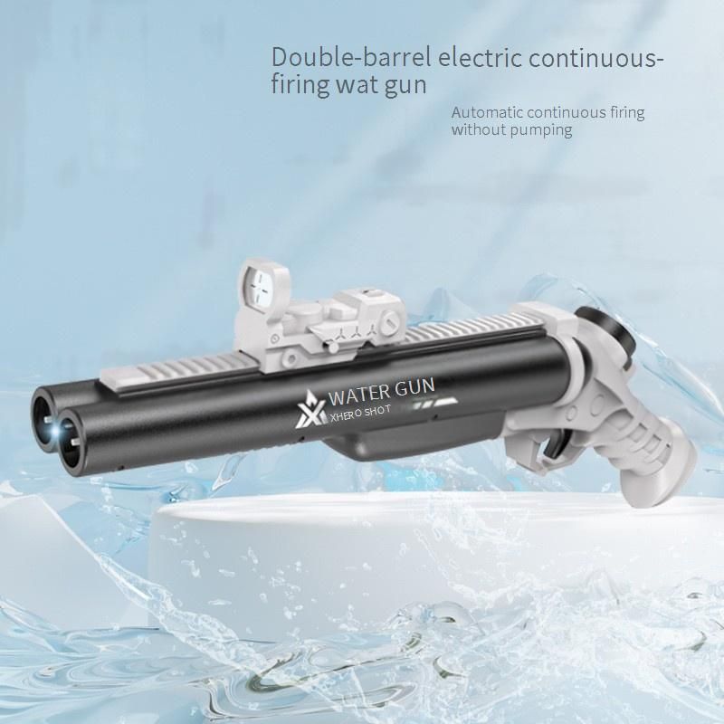 Pistola ad acqua elettrica ricaricabile a doppia canna per bambini - Giocattolo estivo per giocare all'aperto con acqua e getto ad alta capacità_voghion.com