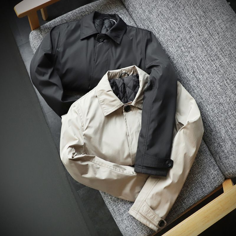 Men's Waterproof Windproof Quilted Long Coat With Stand Collar Winter Warm Trench Coat For Casual Outwear (Khaki, Black, Navy, Gray)_voghion.com