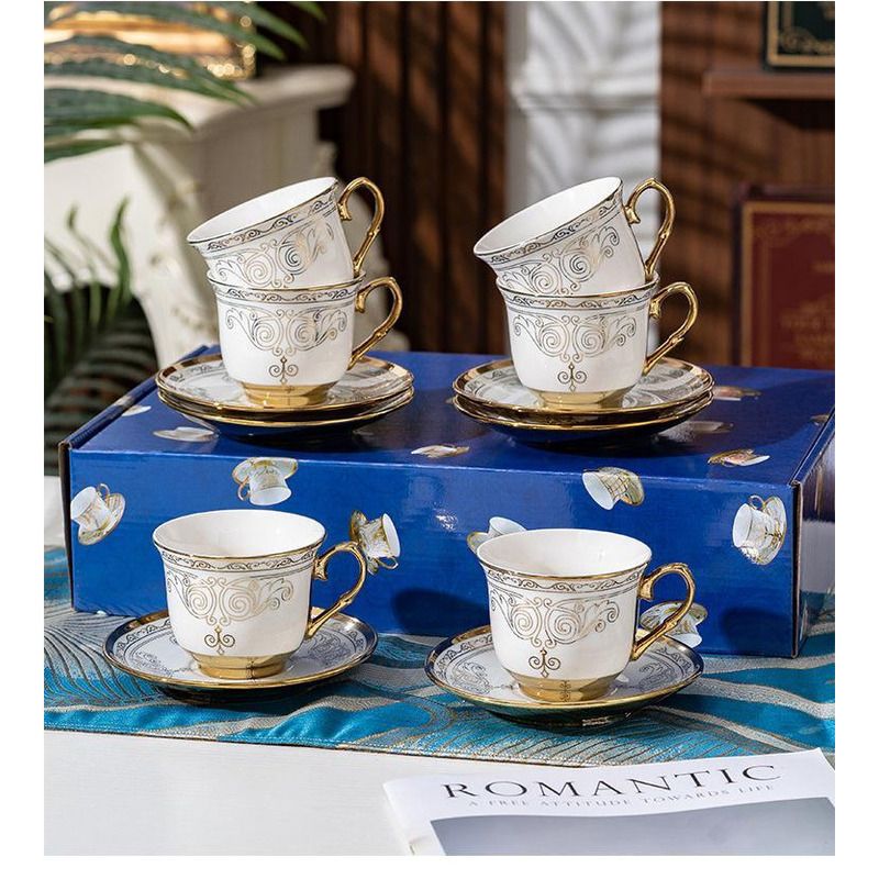 French Style Ceramic Coffee Set, Small Home Use, Simple Cup, Light Luxury English Afternoon Tea Cup_voghion.com